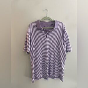 Kenneth Rogers Two Toned Purple Striped Golf Shirt Polo